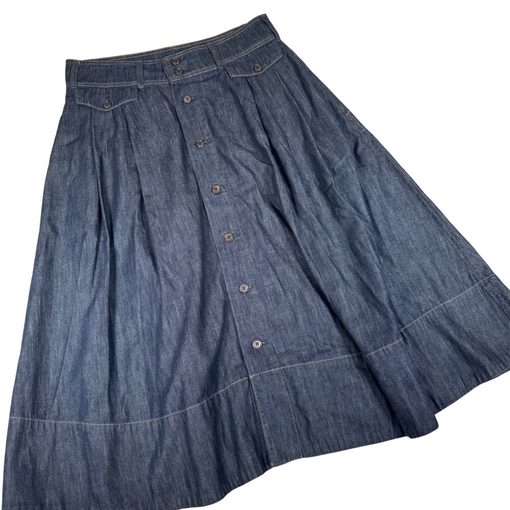 Lauren Ralph Lauren Denim Button Front Midi A-Line Skirt Womens 12 | Western
